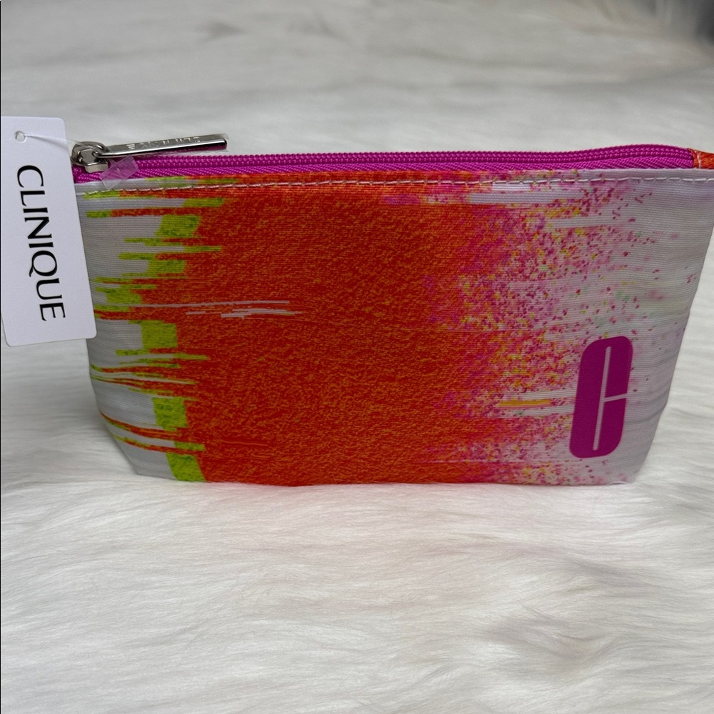 NWT Clinique Multicolor Cosmetic Pouch Beauty Bag Makeup Bag